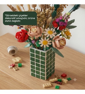 Orta Boy El Yapımı Mozaik Seramik Vazo – Renkli Geometrik Desenli Vazo
