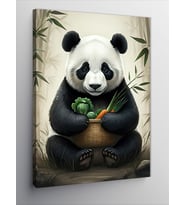 Kanvas Tablo Sebze Tutan Panda