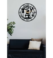 Gowpenart Terzi - Dikim Evi - Moda Evi Metal Siyah Duvar Saati - Ofis Saati - Hediye Saat - 50 x 50 Cm