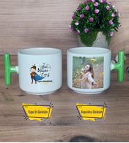 Kadın İngilizce Öğretmeni Kupa Bardak Fotoğraflı T Yeşil Kulplu Öğretmenler Günü Hediyesi