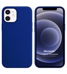 Microsonic Apple iPhone 12 Kılıf Liquid Lansman Silikon Lacivert