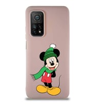 Xiaomi Mi 10T Pro Soft Premier Kapak Mickey Mouse-G Tasarımlı Silikon Kılıf - Pudra (Şeffaf)
