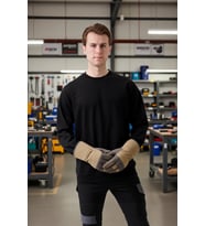 Erkek Siyah O Yaka Sweatshirt Basic Tasarım Rahat Kesim Konforlu Kışlık Üç İplik