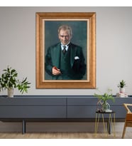 Altın Varaklı Çerçeveli Paspartulu Atatürk Tablo TR0687 (Gold)