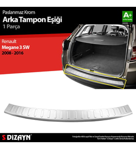 S-Dizayn Renault Megane 3 SW Krom Arka Tampon Eşiği 2008-2016