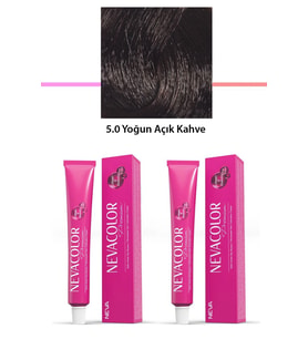 2 li Set Premium 5.0 Yoğun Açık Kahve - Kalıcı Krem Saç Boyası 2 X 50 g Tüp