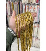 Hematit Taşı Küp Kesim Sarı 6x6mm Doğal Taş Dizi