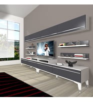 Decoraktiv Ekoflex 360Y Mdf Silver Tv Ünitesi Tv Sehpası - Beyaz Antrasit (Beyaz - Antrasit)
