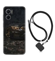 Xiaomi Redmi Note 11E Kılıf Silikon Boyun Askılı İpli Desenli Silikon Black Car 1768