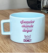 Kişiye Özel Terazi Akrep Burcu Hediye Pastel Fincan Doğum Günü Hediyesi (Mavi)