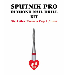 Elmas Sivri Alev Freze Kırmızı Çap 1,6mm