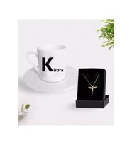Kişiye Özel İsimli Tasarımlı Kahve Fincanı Ve Melek Kolye