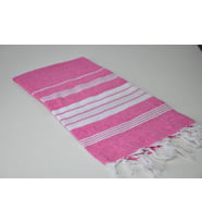 PEMBE BEYAZ ŞERİTLİ YIKANMIŞ PAMUK PEŞTEMAL