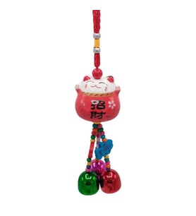 Feng Shui Maneki Neko Şans Kedisi Kırmızı No.3 (Karışık)