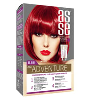 Asse Adventure Set Saç Boyası, Kalıcı ve Canlı Renkler 1+1 Kullanım Seti No8.66 Lal Kızıl