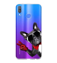 PrintiFy Huawei Y9 2019 ile Uyumlu 1mm Slim Fit Köpek 2 050e Baskılı Şeffaf  Kılıf