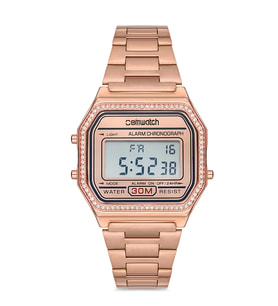 Comwatch Unisex Kol Saati Taşlı Dijital Çelik Kordon 1257 (Rose)