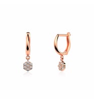 Taşlı Minik Tohum Rose Gümüş Küpe