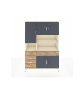 Hyperion Dolap 9 Raflı 5 Çekmeceli 5 Kapaklı 132x44x195 Aytaşı-Antrasit/Çam