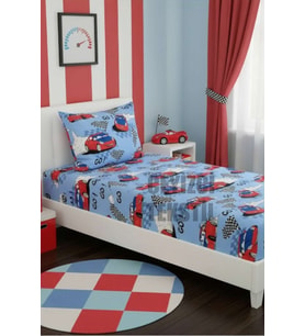 Lastikli Çarşaf ve 1 Yastık Kılıfı - ARABALI MODEL - TEK KİŞİLİK