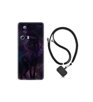 Xiaomi 13 Lite Kılıf Ipli Boyun Askılı Desenli Silikon Black Purple Wolf 1791