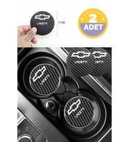 Chevrolet Lacetti Modeline Özel Siyah Karbon Bardak Altlığı Chevrolet Armali Lacetti 2 Adet 7 cm Spor Şıklığı İçin