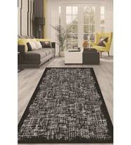 Dijital Kaymaz Taban Yıkanabilir Modern Renkli Salon Halısı Mutfak Halısı Yolluk ND-HT-181 (Siyah)