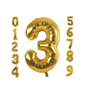 3 Rakam Gold Folyo Balon 34" Inc 76 cm