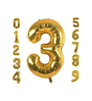 3 Rakam Gold Folyo Balon 34" Inc 76 cm
