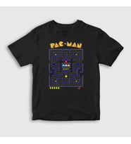 Presmono Unisex Çocuk Siyah Map Pac Man Pacman T-Shirt 312081tt