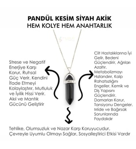 Doğaltaş SİYAH AKİK Pandül Kesim Kadın Erkek (Unisex) İster Kolye İster Anahtarlık