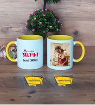 Mutfağın Sultanı Anneye Hediye Kupa Bardak Sarı Fotoğraflı Anneler Günü Hediyesi