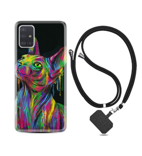 Samsung a71 A72 A73 A7 A9 2018 C7 C9 Kılıf Boyun Askılı Silikon Color Cat 1754