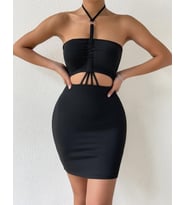 Önden Büzgülü Mini Elbise