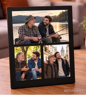 3 Kişilik Masa Fotograf Cercevesi Karikatürlü Kişiye Özel 13 x 18 cm MDF Çerçeve - Kişiye Özel Hediye 2. Model