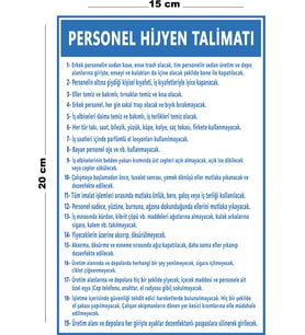 Metal Personel Hijyen Talimatı 15 Cm x 20 Cm Uyarı Levhası Yönlendirme Tabelası