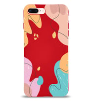 PrintiFy Apple iPhone 8 Plus Uyumlu Lansman Kılıf Karışık Renkler Tasarımlı İçi Kadife Kapak (Kırmızı)