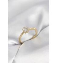 Pilelistore  Tek Taş Model Gold Renk Zirkon Taşlı Kadın Yüzük