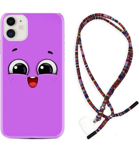 Apple iPhone 11 12 13 Mini Kılıf Boyun Asklı Rasta Silikon Purple Sweety 1717