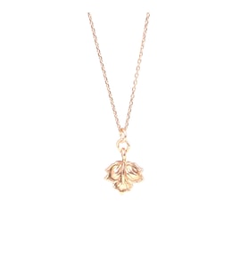 925 Ayar Gümüş Çınar Yaprağı Kolye Rose (Pembe)
