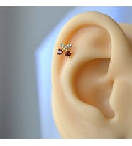 Gold Cerrahi Çelik Kiraz Piercing Helix Lob Kıkırdak Tragus (Çok Renkli)