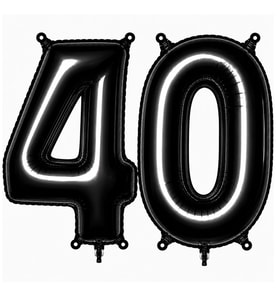 40 Rakam Folyo Balon Siyah Rengi (76 cm)