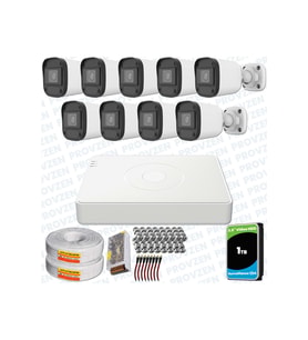 Provzen Hikvision Unv 9'lu Full HD Güvenlik Kamerası Set Gece Görüş, Mikrofon, Olay Anında Bildirim