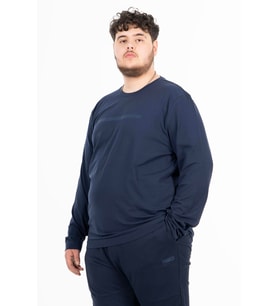 Maraton Büyük Beden Erkek Bisiklet Yaka Açık Lacivert Sweatshirt