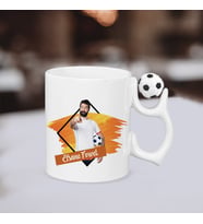 Kişiye Özel Futbol Toplu Porselen Beyaz Kupa Bardak HK2587