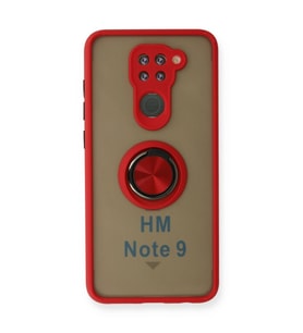 Xiaomi Redmi Note 9 Kılıf Montreal Yüzüklü Silikon Kapak - Kırmızı