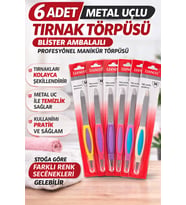 6 Adet Metal Uçlu Tırnak Törpüsü Blister Ambalajlı Profesyonel Manikür Törpüsü Seti