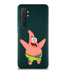 Xiaomi Mi Note 10 Lite Soft Premier Kapak Patrick Yıldız Tasarımlı Silikon Kılıf - Yeşil (Şeffaf)