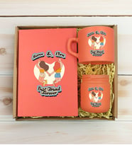 BK Gift Kişiye Özel İsimli DTF Best Friend Temalı Somon Defter & Kahve Fincanı & Mum Hediye Seti-6, Arkadaşa Hediye, Doğum Günü Hediyesi