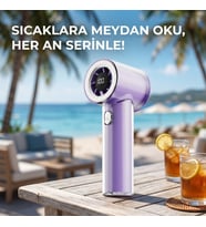 Şeffaf Tasarımlı Taşınabilir Mini El Vantilatörü, Dijital Ekranlı Yüksek Hızlı Soğutucu, Buz Etkili Cep Tipi Fan